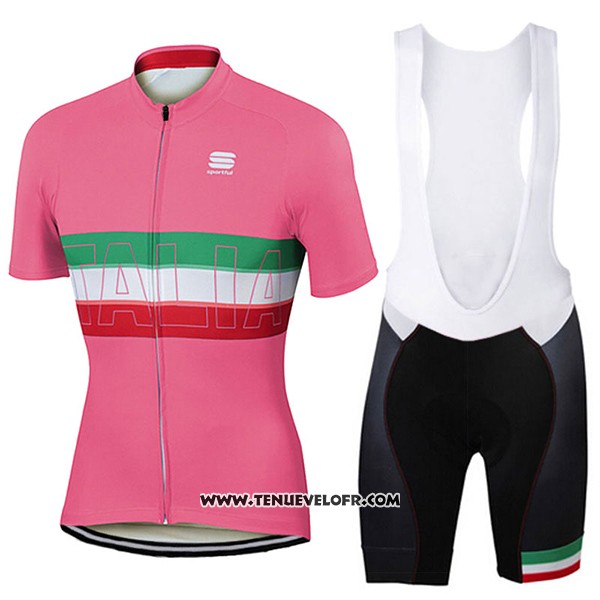 2017 Maillot Ciclismo Sportful Champion Italie Rouge Manches Courtes et Cuissard